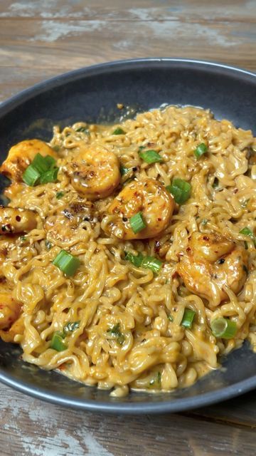 Jordan on Instagram: "Creamy spicy garlic ramen noodles! 🍜 I’ve been searching for the perfect ramen hack for a long time and I finally found it First season some large shrimp- Im using a Korean bbq blend by @spiceology , then skewer and grill them on your @nomadgrills While that’s cooking boil some instant ramen and finish grilling the shrimp with a little lime juice Into a pan add 1 tbsp olive oil, a pad of butter, and 1 tbsp minced garlic Then add 2 tbsp Hoisin, 2 tbsp soy sauce, 1 t Ramen Shrimp Recipes, Creamy Spicy Garlic Noodles With Shrimp, Spicy Garlic Ramen Noodle Recipes, Garlic Shrimp Ramen, Creamy Instant Ramen Recipes, Creamy Roman Noodles, Creamy Spicy Garlic Ramen Noodles, Ramen Recipes Shrimp, Creamy Spicy Garlic Ramen