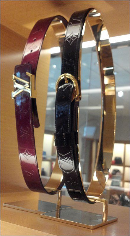 Fixtures like these Louis Vuitton Belt Loops For Retail have been documented across retail. I will leave it to you to decide if Louis Vuitton does it better Belt Display Retail, Belt Store, Cheap Louis Vuitton Handbags, Belt Display, Louis Vuitton Handbags Outlet, Retail Store Interior Design, Clothing Store Interior, Retail Fixtures, Retail Inspiration