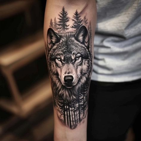 Wolf Shoulder Tattoo Men, Shoulder Wolf Tattoo, Wolf Shoulder Tattoo, Wolf Tattoo For Men, Inside Bicep Tattoo, Travel Tattoo Ideas, Cute Tattoo Ideas, Bicep Tattoo Men, Shoulder Tats