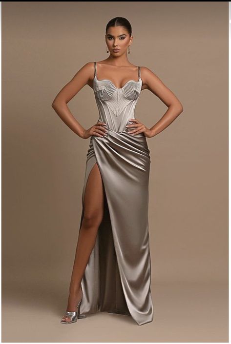 Grey Evening Dress, Asymmetrical Prom Dress, Grey Evening Dresses, Split Prom Dresses, Dress Ball Gown, Mermaid Evening Gown, Maxi Gown Dress, Ball Gowns Evening, Mermaid Evening Dresses