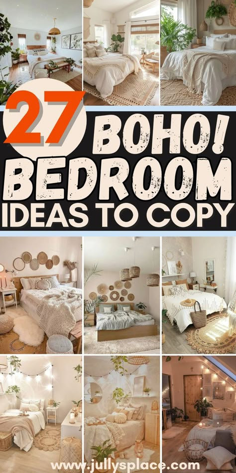 boho bedroom ideas, boho bedroom decor, bohemian bedroom ideas, boho interior design Boho Bedroom Ideas Simple, Boho Chic Room Bedroom, Bed Sheets Boho Bohemian Style, Womens Boho Bedroom, Cosy Bohemian Bedroom, Boho Bedroom White Bedding, Cheap Boho Bedroom Ideas, Over The Bed Decor Ideas Boho, Boho Bedroom Comforter Sets