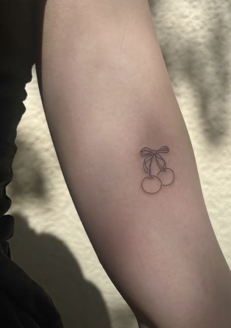 Cherry Tattoo Lana Del Rey, Lana De Rey Tattoo Ideas, Lana Del Rey Bow Tattoo, Lana Del Rey Tattoo Aesthetic, Lana Del Rey Cherry Tattoo, Mon Cherie Tattoo, Lan Del Rey Tattoo, Small Lana Del Rey Tattoo, Lana Deal Try Tattoo