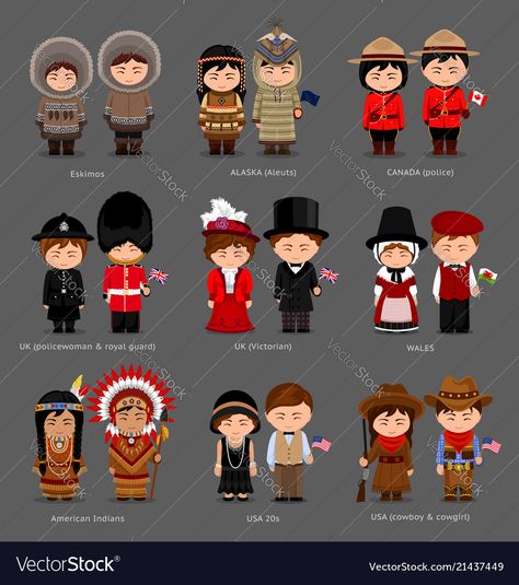 World Map Printable, Costumes Around The World, National Clothes, National Dress, Traditional Costume, Wooden Dolls, Flat Illustration, Latin American, Peg Dolls