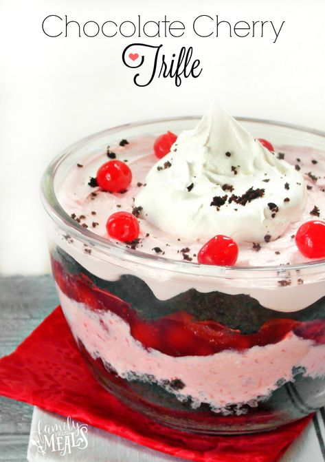 Chocolate Cherry Trifle Chocolate Cherry Trifle, Cherry Trifle Recipes, Cherry Trifle, Trifle Bowl Recipes, Trifle Dessert Recipes, Trifle Recipes, Brownie Trifle, Trifle Dish, Fresh Meals