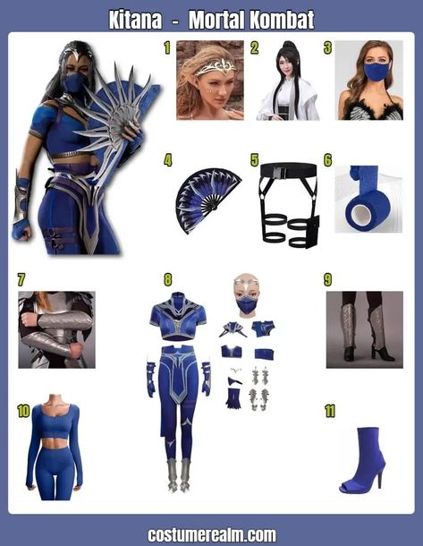 How To Dress Like Kitana Guide For Cosplay & Halloween Kitana Outfit, Kitana Mortal Kombat Cosplay, Kitana Mortal Kombat Costume, Mortal Kombat Costumes Woman, Mortal Kombat Kitana, Kitana Costume, Mortal Kombat Halloween Costume, Kitana Cosplay, Mortal Kombat Costumes