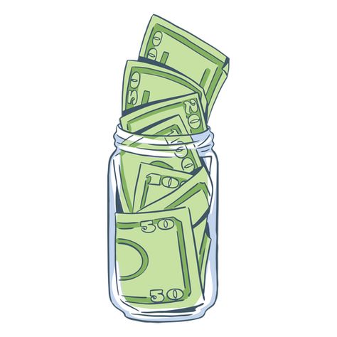 Hand drawn full tip jar PNG Design Money Jar Illustration, Selling Things Online, Tip Jar Drawing, Puzzle Piece Art, Full Hand Tattoo, Background Neon, Money Jar, Memory Jar, Jar Stickers