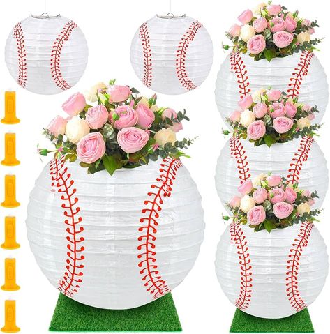 Amazon.com: 20pcs Baseball Paper Lanterns, Table Centerpiece Decoration Set with LED lights Grass Squares Baseball Hanging Lantern with Fishline Sports Team Birthday Party Supplies : Toys & Games Baseball Centerpieces Table Decorations, Baseball Banquet Centerpieces, Turf Decorations, Baseball Centerpiece Ideas, La Dodgers Birthday Party, Baseball Party Centerpieces, Baseball Centerpiece, Baseball Party Decorations, Banquet Centerpieces