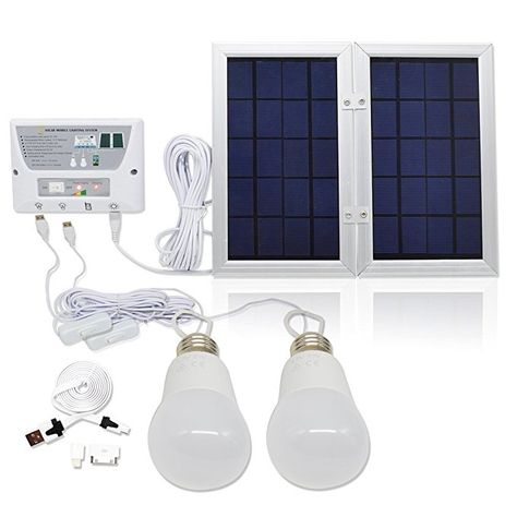 [6W Panel Foldable] HKYH Solar Mobile Light System, Solar Home DC System Kit, 3.7V Lithium Battery - 6W Foldable Panel Solar Home System Kit - including 3 Cell Phone Charger - 2 LED Lights Mobile Light, Solar Charger Portable, Solar Roof Tiles, Light System, Solar Panels For Home, Solar Roof, Best Solar Panels, Portable Solar Panels, Solar Panel Kits