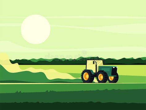 Vector illustration of a tractor driving across the field royalty free illustration Moodboard Illustration, Tractor Illustration, Tractor Vector, Spice Image, Landscape Vector Illustration, Tractor Art, Watercolor Travel, Minimalist Drawing, Farm Machinery