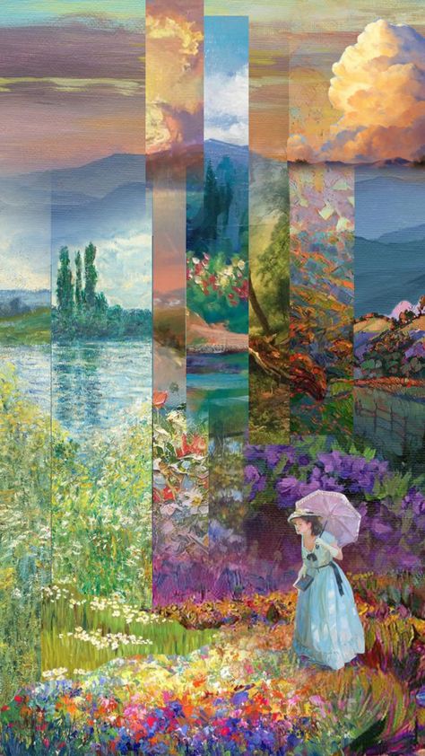 Impressionism Painting Wallpaper, Monet Painting Background, Monet Lockscreen, Claude Monet Phone Wallpaper, Monet Collage Wallpaper, Monet Art, Consciousness Art, Aesthetic Painting, Painting Wallpaper