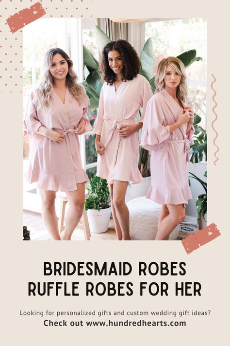 Getting Ready Outfits For Bridesmaids, Bridesmaid Robes Cheap, Robes For Bridesmaids, Wedding Day Robes, Bridal Robes Personalized, Bridesmaid Get Ready Outfit, Personalized Robes, Bridesmaid Proposal Diy, Wedding Party Robes