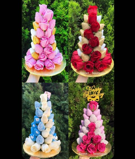 Chocolate Strawberries Tower, Strawberry Tower Dessert, Edible Arrangements Birthday, Smash Chocolate, Strawberry Towers, Rose Tower, Edible Gift Baskets, Strawberry Boxes, Strawberry Bliss