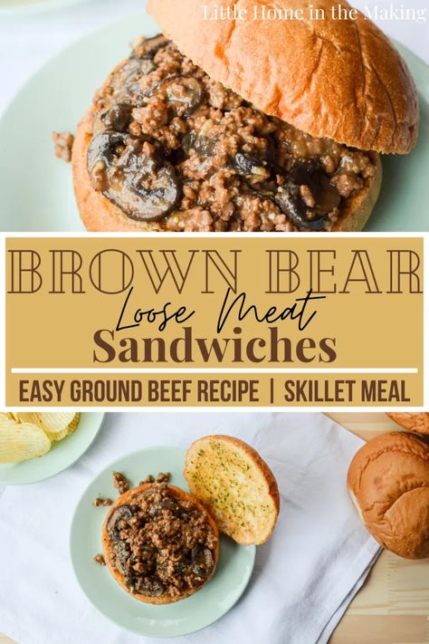 Hamburger Loose Meat Sandwiches, Loose Ground Beef Recipes, Ground Bear Recipes, Ground Bear Meat Recipes, Loose Meat Sandwich Recipe Ground Beef, Ground Beef Sandwich Recipes, Bear Meat Recipes, Ground Beef Sandwiches, Bear Meat Recipe