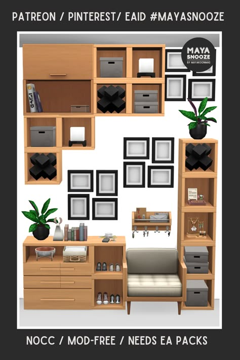 Download on Patreon / EA Gallery #MAYASNOOZE Sims 4 Hallway Decor, Sims 4 Hallway Ideas, Sims 4 Hallway, Casas The Sims 4, Sims Four, The Sims4, Hallway Decorating, Sims Cc, The Sims