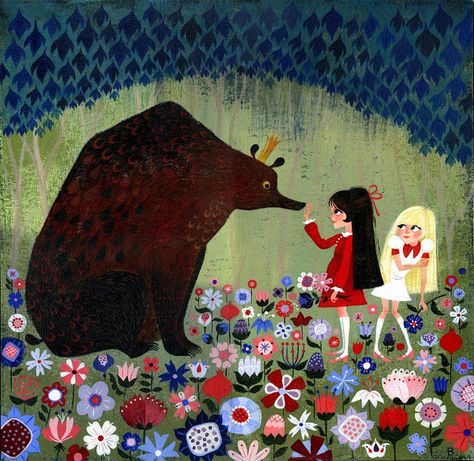 Becca Stadtlander, Snow White And Rose Red, Fractured Fairy Tales, Group Art, Aesthetic Inspiration, Poppy Field, Fairytale Art, Art Et Illustration, Childrens Illustrations