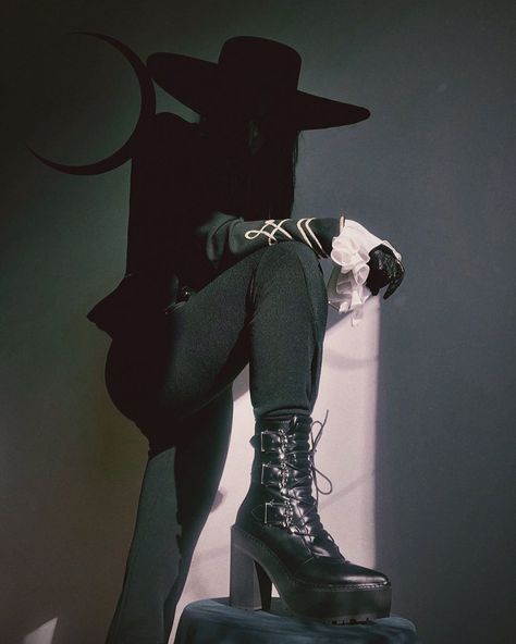 Naya Kotko on Instagram: “My moon is always with me . . . #souls_hunters #darktales #witchcore #witchcraft #gothclothes #gothstyle #gothaesthetic #darkaesthetic…” Naya Kotko, Dark Witchcore, Dark Cowboy, Alt Culture, Goth Inspiration, Cowboy Character, Goth Cowboy, Western Witch, Witchcore Aesthetic