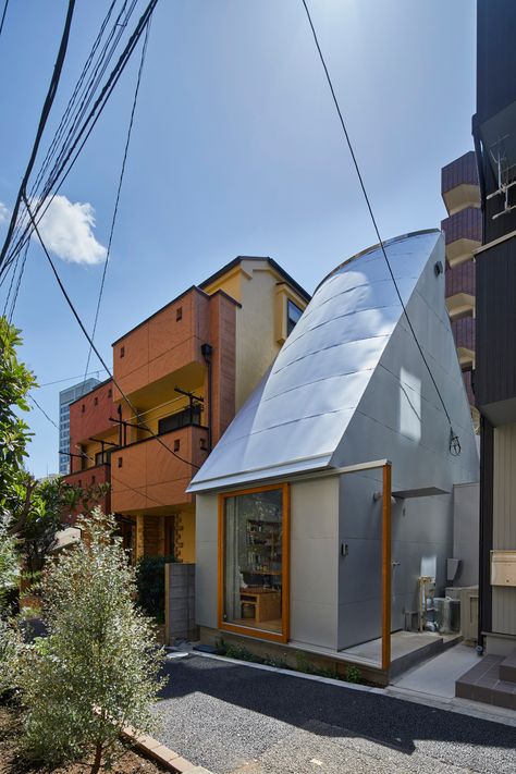 Takeshi Hosaka, Slanted Ceiling, Japanese Architect, Narrow House, Micro House, The Door Is Open, Concrete Structure, Tokyo Travel, Urban Living