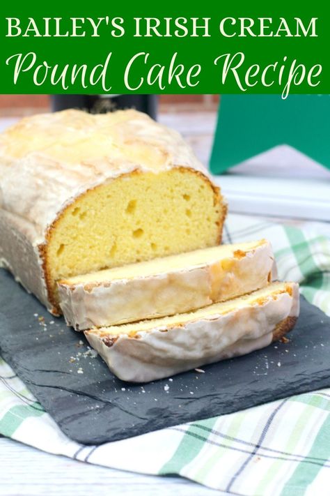 Bailey's Pound Cake Recipe with Baileys Glaze is a yummy dessert perfect for St. Patrick's Day! Baileys Recipes | Pound Cake Recipes #food #recipe #poundcake #cake #baking #yummy #baileys