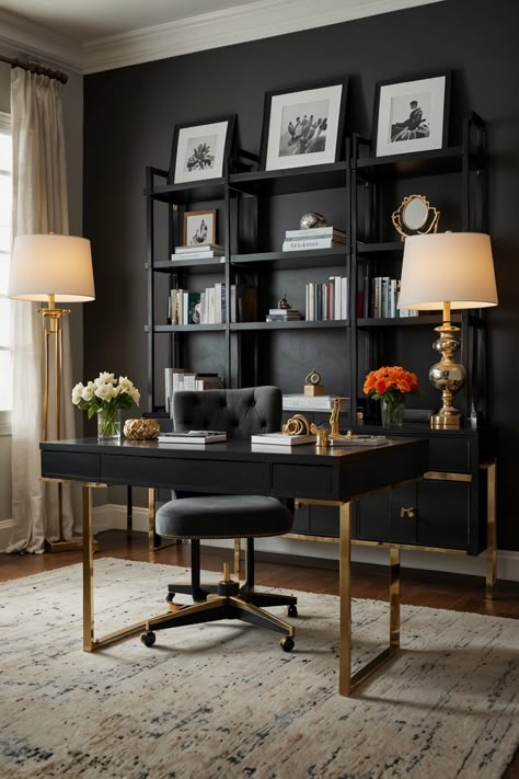 Transform your workspace with a chic home office that boasts sleek furniture and contemporary decor. Create an atmosphere where productivity meets style, with clean lines, modern aesthetics, and functional pieces that inspire.   #HomeOfficeDesign #ChicWorkspace #SleekFurniture #ContemporaryDecor #ModernHomeOffice #ProductiveSpace #StylishOffice #InteriorDesign #WorkFromHome #OfficeInspiration Black And White Office Ideas, White Office Ideas, Office Ideas, Chic Workspace, Black And White Office, Black Office, Stylish Office, Sleek Furniture, White Chair