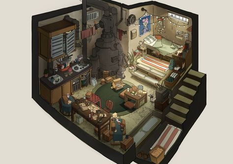 Home Bedroom Ideas, Interior Concept Art, Basement Home, Bg Design, Adorable Homes Game, Isometric Art, Concept Home, Anime Room, Fantasy House