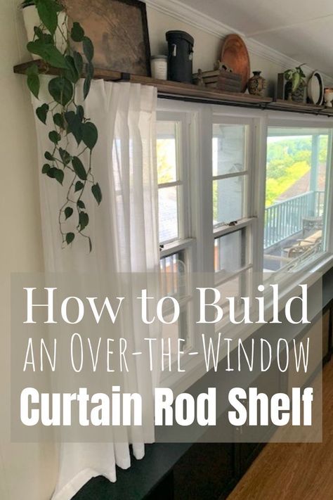 Curtain Rod Shelf, Diy Curtain Rod, Living Room Window Decor, Diy Curtain, Casa Country, Living Room Windows, Diy Curtains, Diy House, Future Home Ideas