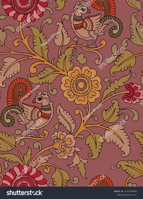 (199) WhatsApp Kalamkari Art Patterns, Kalamkari Allover, Kalamkari Pattern, Kalam Kari, Kalamkari Design, Kalamkari Prints, Kalamkari Print, Kalamkari Designs, Peacock Wall Art