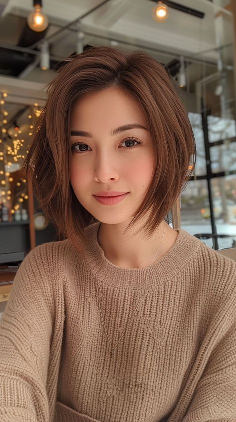 Asian Hair Bob, Layered Bob Haircuts, Hair Color Caramel, Asian Short Hair, Haircuts For Medium Hair, Penteado Cabelo Curto, Asian Hair, Makati, Short Hairstyles For Women