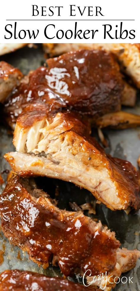 Crockpot Pork Ribs, Cozy Cook Recipes, Crock Pot Ribs, Slow Cooker Pork Ribs, Slow Cooker Pork Recipes, Ribs Slow Cooker, Slow Cooker Ribs Recipe, Slow Cooker Bbq Ribs, The Cozy Cook