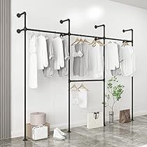 Industrial Pipe Clothing Rack, Wall Mounted Closet, Wall Mounted Clothing Rack, Pipe Clothes Rack, Industrial Clothing, Clothing Store Displays, Metal Clothes Rack, Heavy Duty Clothes Rack, Closet Room