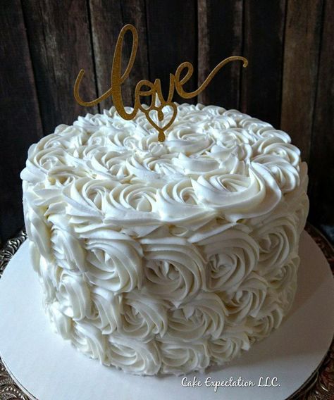 Rosette Wedding Shower Cake Rosette Wedding Cake, Tier Cake Ideas, Tamasha Movie, Rosette Cakes, Rosette Cake Wedding, Wedding Shower Cake, Wedding Shower Cakes, Round Wedding Cakes, Engagement Party Decor