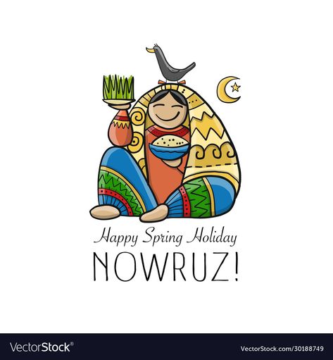 Persian New Year Illustration, Happy Nowruz Card, Norouz Illustration, Norooz Illustration, Nowruz Poster, Norouz Card, Nowruz Illustration, Norooz Crafts, Norooz Card