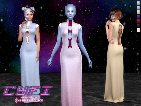 Sci Fi Dress, Carolina Dress, Miranda Dress, Sci Fi Clothing, San Myshuno, Bella Dress, Sims 4 Mm Cc, Sims 4 Mm, Chloe Dress