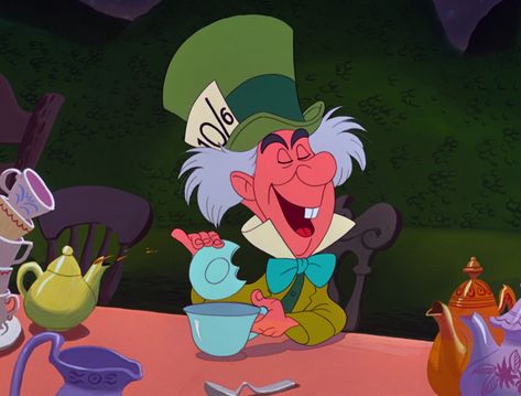 Alice in wonderland 1951 mad hatter Mad Hatter Cartoon, Disney Movie Screencaps, Cinderella Screencaps, Wonderland Background, Alice In Wonderland Background, Old Disney Stills, Wonderland Stickers, Alice In Wonderland Screencaps, Snow White And The Seven Dwarfs Screencaps