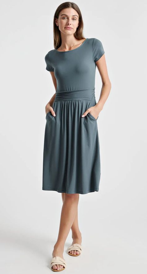 best-travel-dress-styles Ruched Waist Dress, Light Dress, Travel Dress, Capped Sleeve Dress, Versatile Dresses, Say Yes, Dress C, Waist Dress, Fit Flare Dress