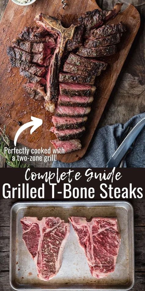 T Bone Steaks, Cooking T Bone Steak, Tbone Steak Recipe, Grilled T Bone Steak, Steaks On The Grill, Grilled Recipes, Cook Steak, Beef Steak Recipes, Grill Time