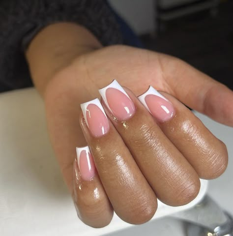 Light Pink French Tip Square, Light Pink French Tips Square, Pink Base White French Tip, French Tips Pink Base, French Tip Pink Base, White French Tip With Pink Base, Pink Frnch Tip, Salon Designs, Nail Work