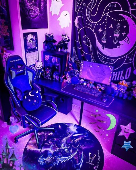 Anime Bedroom Ideas, Games Room Inspiration, Gamer Bedroom, Computer Gaming Room, Gamer Setup, Otaku Room, Gamer Room Decor, Video Game Room Design, Gaming Setups