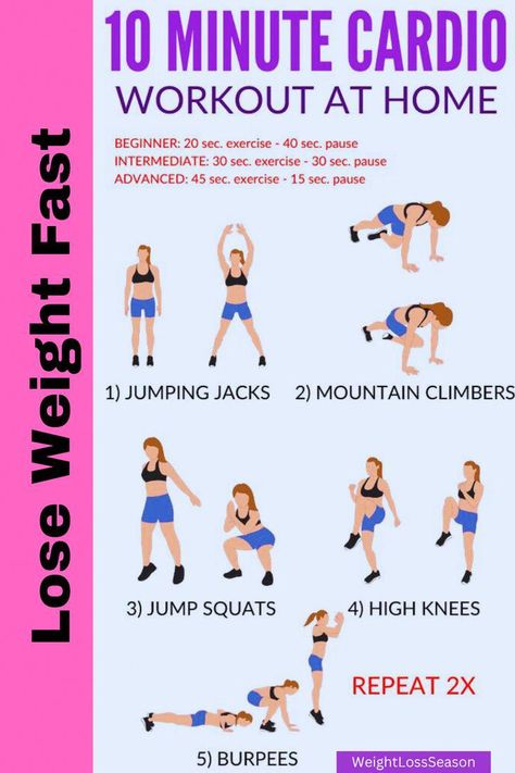 10 minute Cardio Workout At Home, Lose Weight Fast, Weight Lose Exercises, Fat Loss Workout At Home #HowToLoseWeightFast White Pasta Sauce, 10 Minute Cardio, Advanced Workout Routine, 10 Minute Cardio Workout, White Pasta Sauce Recipe, Workouts For Runners, Military Fitness, Cardio For Fat Loss, Pasta Sauce Recipe