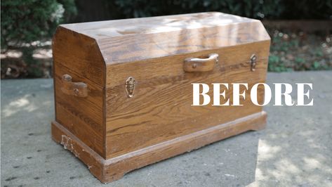 5 Ways To Use Rub n' Buff - Thrift Diving Blog Wooden Toy Chest Makeover, Diy Wood Chest, Rub And Buff, Chest Makeover, Rub N Buff, Store Furniture, Gardening Diy, Woodworking Box, Woodworking Toys