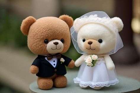 Love Dolls Couple, Teddy Bear Love Couple, Cute Teddy Couple, Teddy Couple, Couple Teddy Bear, Cute Bear Couple, Married Couple Photos, Teddy Bear Wedding, Teddy Bear Couple