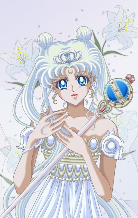 Pretty Guardian Sailor Moon — ~Neo Queen Serenity Fanart~   ~White lilies are... Queen Serenity Fanart, Sailor Soldiers, 4 Kings, Sailor Moon Background, Moon Board, Queen Serenity, Princesa Serenity, Sailer Moon, Moon Kingdom