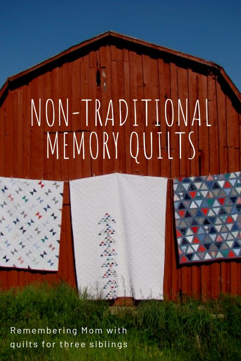 Memory Quilt Ideas Inspiration, Memory Quilt Ideas Old Shirts, Modern Memory Quilt, Quilts Made From Loved Ones Clothing, Memorial Clothes Ideas, Memory Quilt Patterns Free, Memory Sewing Projects, Baby Clothes Memory Quilt, Quilt From Old Shirts