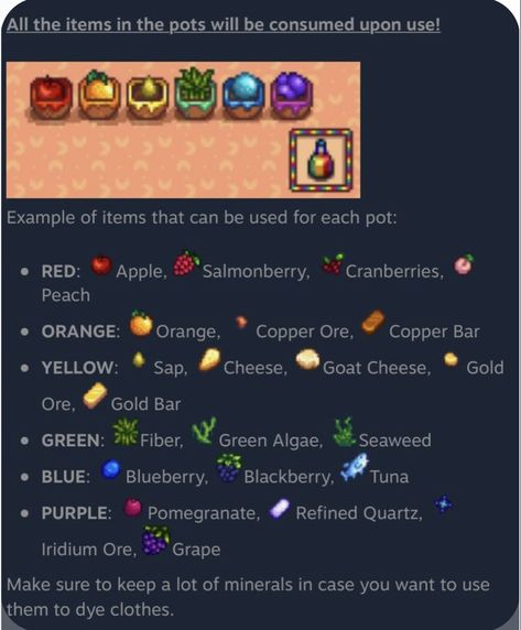 Stardew Valley Shirt Guide, Stardew Valley Level Up Guide, Stardew Dye Guide, Stardew Valley Clothes Guide Pants, Stardew Valley Tailoring Ideas, Stardew Valley Dye Guide, Stardew Valley Hats Guide, Stardew Valley Pants Guide, Clothing Stardew Valley