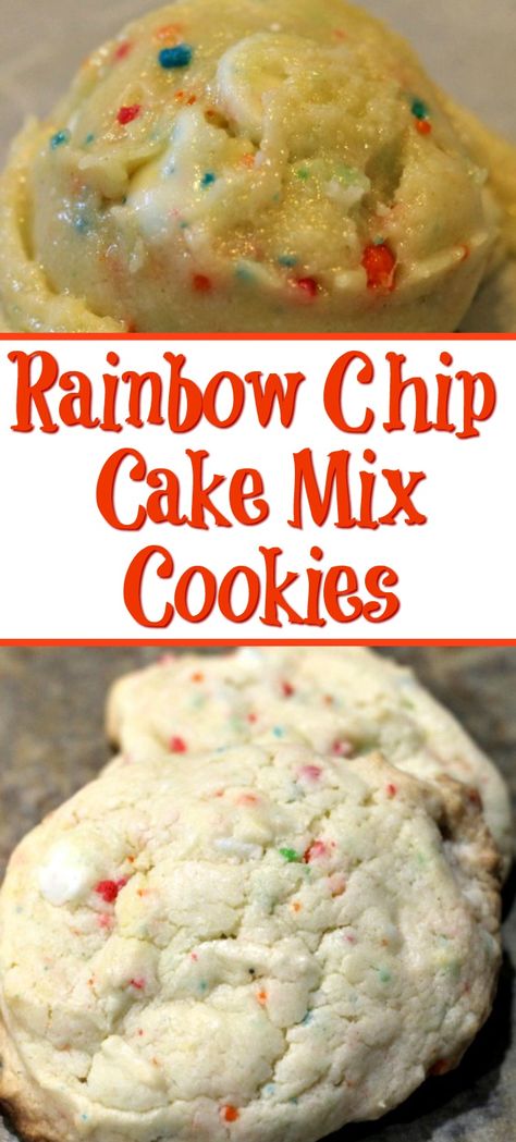 Rainbow Chip Cake Mix Cookies, Rainbow Chip Cake, Cherry Chip Cake Mix, Cherry Chip Cake, Funfetti Cake Mix Cookies, Baking Chips, Cake Mix Desserts, About Rainbow, Funfetti Cake Mix