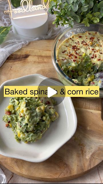 Neeti Jain on Instagram: "Baked spinach & corn rice🫶🤤

Ingredients used for spinach & corn sauce:
•1tbsp buttee
•1/2 cup finely chopped spinach 
•1/2cup boiled corn
•1tbsp whole wheat flour
•1cup milk
•salt as per taste 
•Chilli flakes 
•Oregano

Ingredients used for spinach rice:
•1tbsp oil
•1/2cup bell pepper 
•1/4th cup baby corn 
•1/2cup spinach puree 
•salt
•Chilli falxes
•Oregano 
•Boiled rice

Oven :Bake @180°c for 5to 8 min

Gas : put a stand or plate into the center of the kadhai, cover with a lid and preheat at medium flame after 5 minutes put baking bowl inside the kadhai for baking and cover with lid for 10 min 

Microwave: Microwave on medium flame power for 15 to 30 seconds 

#dosa #streetdosa #streetfood #pizzadosa #dosalovers #masaladosa #borivalifamousfood #foodporn #foo Corn Sauce, Spinach Puree, Baked Spinach, Corn Rice, Spinach Rice, Indian Rice Recipes, Baby Corn, Boiled Corn, Baking Bowl