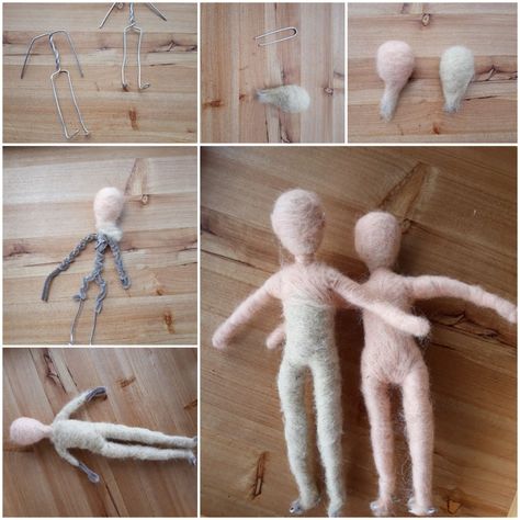 Needle Felt Doll, Felting Dolls, Tovad Ull, Easter Decorations For Church, Needle Felting Diy, Wool Felt Projects, Wool Needle Felting, Yarn Dolls, Bendy Doll