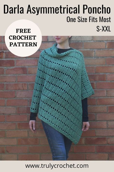 Pinterest Pin Crochet Poncho Patterns Easy, Comfy Crochet, Modern Haken, Yarn Clothes, Poncho Patterns, Crochet Poncho Free Pattern, Poncho Crochet, Mode Crochet, Crochet Poncho Patterns