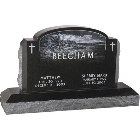 | Pacific Coast Memorials Granite Headstones Double, Headstones For Graves, Cheap Headstones, Grave Headstones, Tombstone Designs, Granite Headstones, Cemetery Headstones, Bronze Plaque, Grave Markers