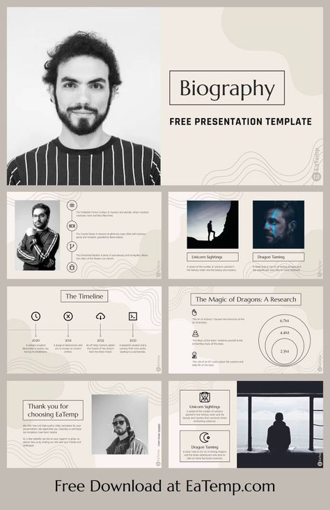 Biography 13 Biography Presentation, Presentation Evaluation Form, Biography Template, Personal Biography, About Me Template, Case Presentation, Google Slides Theme, Agenda Template, Professional Presentation