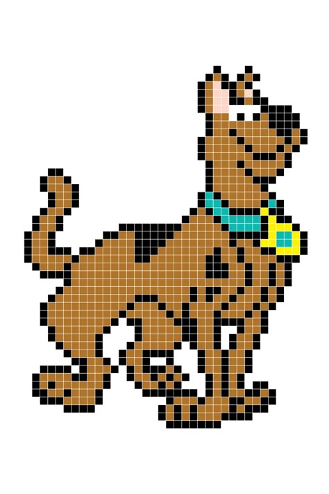 Cross Stitches Patterns, Perler Bead Patterns Scooby Doo, Scooby Doo Cross Stitch Patterns, Scooby Doo Pixel Art Grid, Scooby Doo Perler Beads, Scooby Doo Pixel Art, Pixel Art Cartoon Characters, Large Perler Bead Patterns, Pixel Art Inspiration